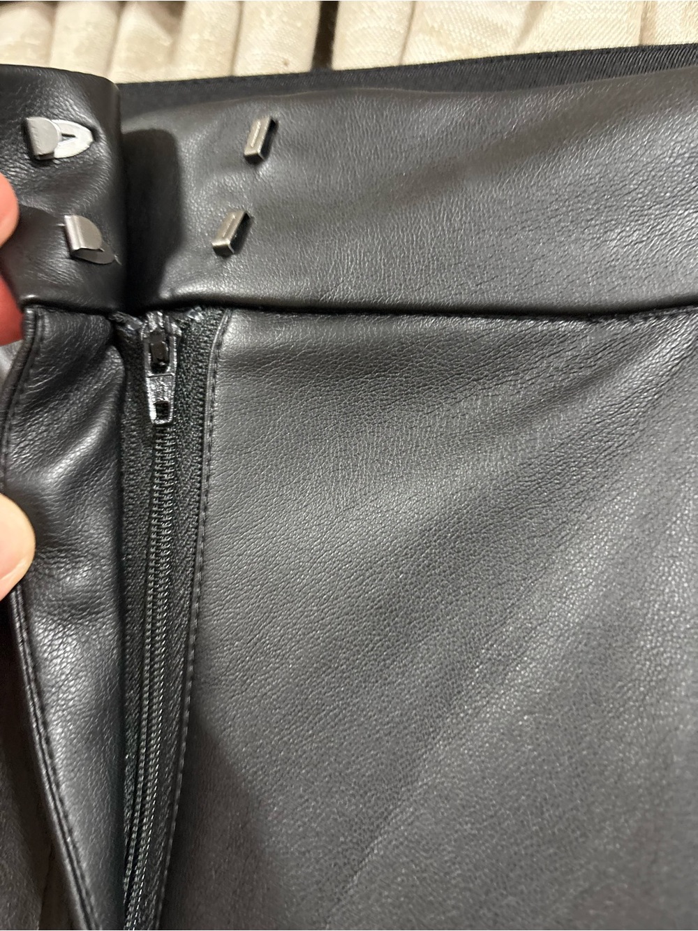 Express Black Faux Leather High-Rise Pleated Trousers - Picture 5 of 11